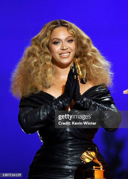 Beyoncé accepts the Best Rap Performance award for 'Savage' onstage during the 63rd Annual GRAMMY Awards at Los Angeles Convention Center on March...