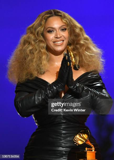 Beyoncé accepts the Best Rap Performance award for 'Savage' onstage during the 63rd Annual GRAMMY Awards at Los Angeles Convention Center on March...