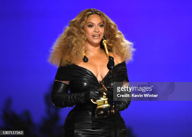 Beyoncé accepts the Best R&B Performance award for 'Black Parade' onstage during the 63rd Annual GRAMMY Awards at Los Angeles Convention Center on...