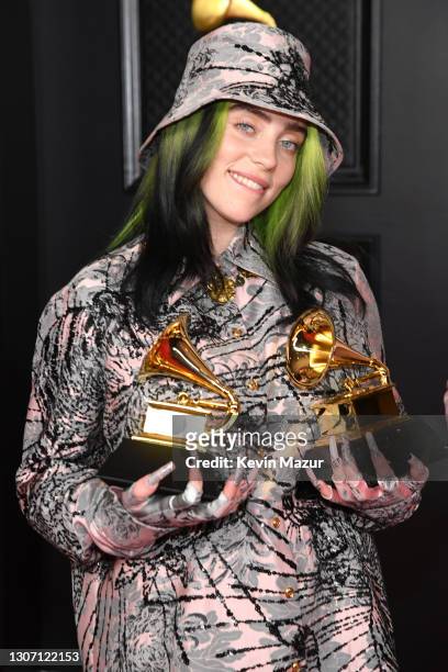 Billie Eilish, winner of the Record of the Year award for 'Everything I Wanted' and the Best Song Written for Visual Media award for ‘No Time to...
