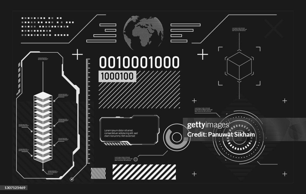 Vector Hud Graphic In Futuristic Style High Tech Interface Elements For ...