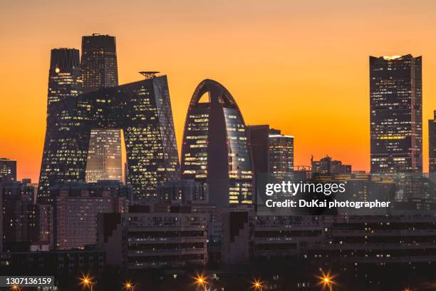 beijing cbd sunset - china world trade center stock pictures, royalty-free photos & images