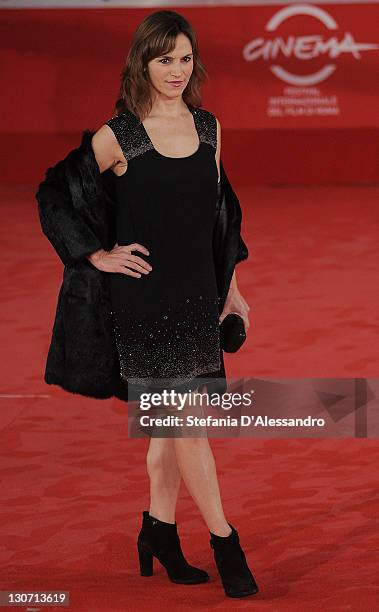 Actress Stefania Montorsi attends "Il Mio Domani" Premiere on October 28, 2011 in Rome, Italy.