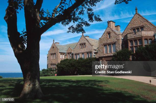 View from the circular drive of Doris Duke''s granite and sandstone mansion in the summer home called "Rough Point," July 2000, located near the end...