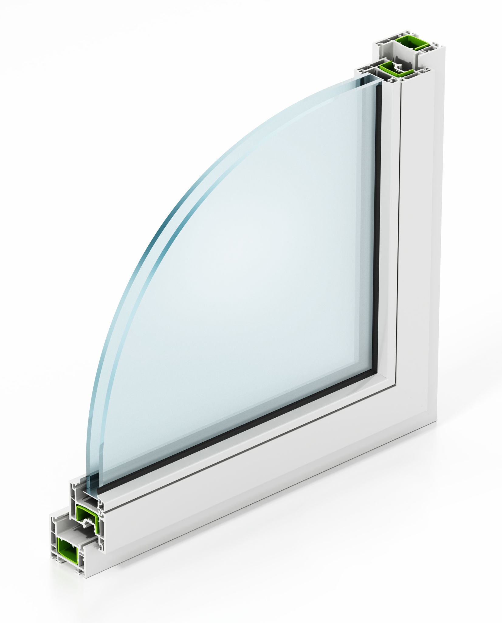 Wood textured PVC window detail isolated on white Wood textured PVC window detail isolated on white