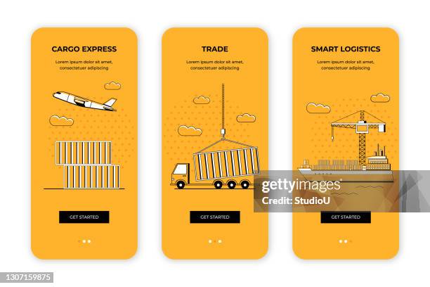 global shipping user onboarding icons - docklands studio stock illustrations
