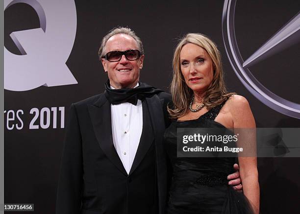 Peter Fonda and his wife Portia Rebecca Crockett attend the GQ Man Of The Year Award 2011 at the Konzerthaus Berlin on October 28, 2011 in Berlin,...