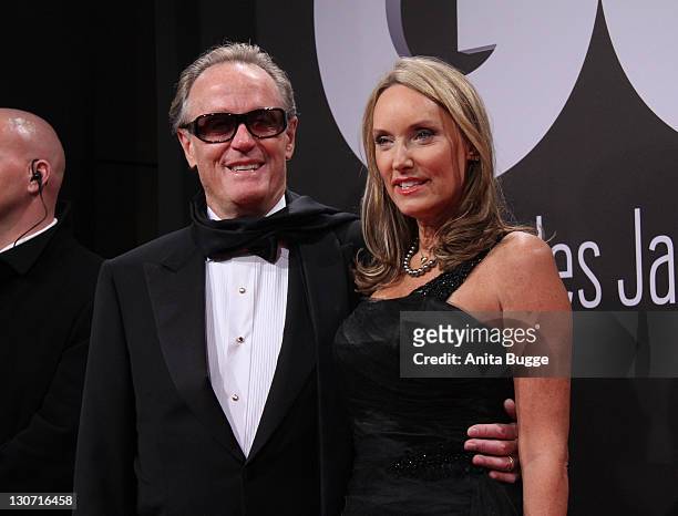 Peter Fonda and his wife Portia Rebecca Crockett attend the GQ Man Of The Year Award 2011 at the Konzerthaus Berlin on October 28, 2011 in Berlin,...