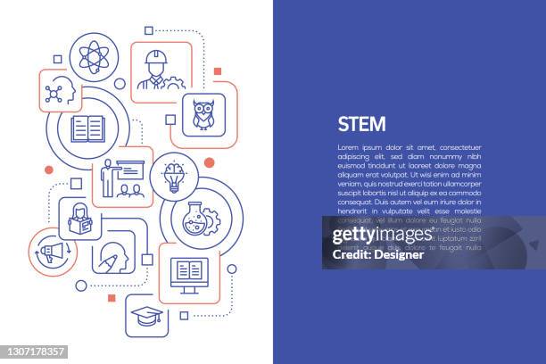 ilustrações de stock, clip art, desenhos animados e ícones de stem education concept, vector illustration of stem education with icons - stem