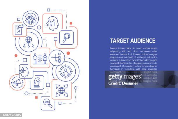 ilustrações de stock, clip art, desenhos animados e ícones de target audience concept, vector illustration of target audience with icons - mercado alvo