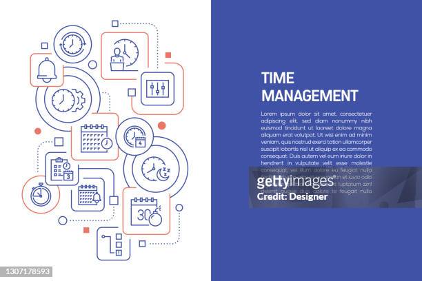 ilustraciones, imágenes clip art, dibujos animados e iconos de stock de concepto de gestión del tiempo, ilustración vectorial de la gestión del tiempo con iconos - multi tasking