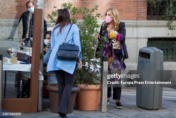 Cristina Tarrega and Isabel Diaz Ayuso are seen on March 12, 2021 in Madrid, Spain.