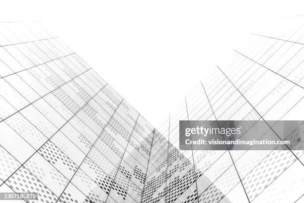 subtle lines in glass facade - black and white architecture stock pictures, royalty-free photos & images