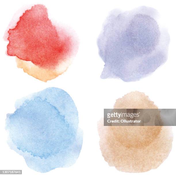 round multicolored watercolor spots - seringa stock illustrations