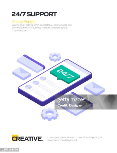 24/7 support concept flat design for posters, covers and banners. modern flat design vector illustration. - 247 technical support stock illustrations