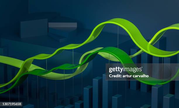 3D image of Bars charts and financial growth concept