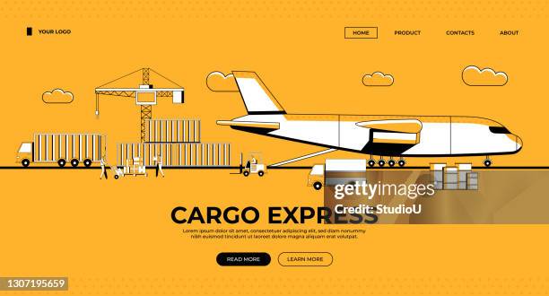 ilustrações, clipart, desenhos animados e ícones de ilustração do banner da web do cargo express - frete