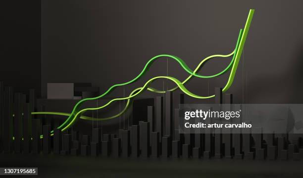 3d image of bars charts and financial growth concept - 3d data bars stock-fotos und bilder