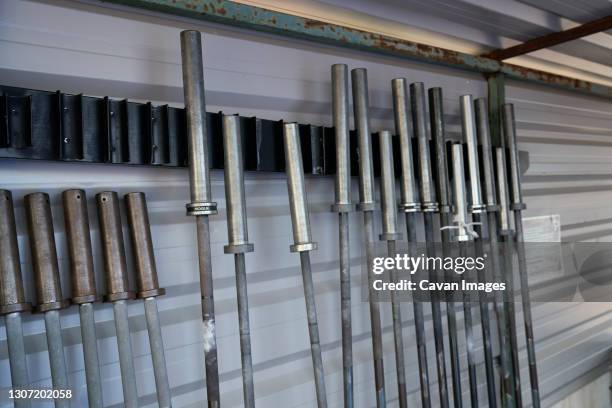 group of olympic weightlifting bars - heatseekers chart stock pictures, royalty-free photos & images