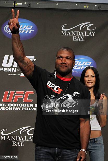 Former UFC champion Quinton "Rampage" Jackson attends the UFC Undisputed 3 video game announcement before the UFC 137 weigh-in at the Mandalay Bay...