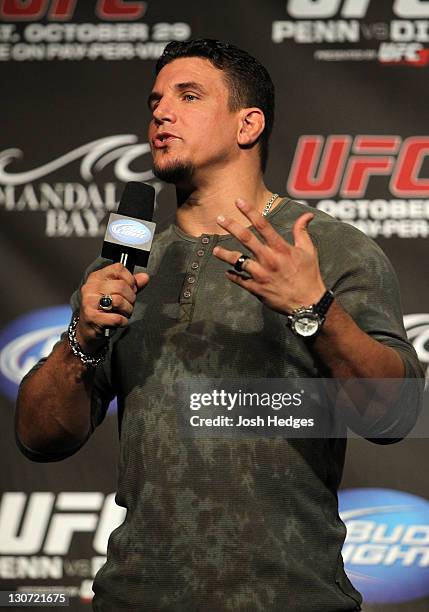 Former UFC Heavyweight Champion Frank Mir interacts with fans during a Q&A session before the UFC 137 weigh-in at the Mandalay Bay Events Center on...