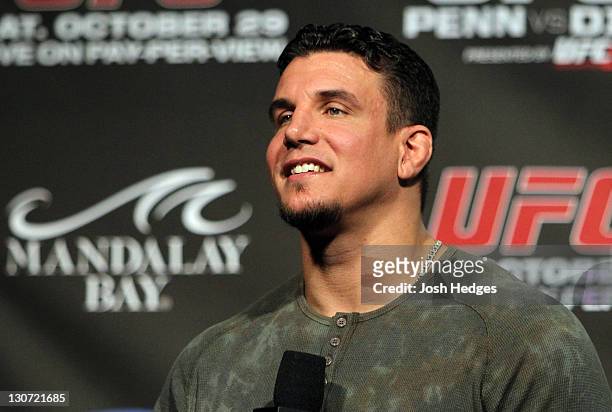 Former UFC Heavyweight Champion Frank Mir interacts with fans during a Q&A session before the UFC 137 weigh-in at the Mandalay Bay Events Center on...