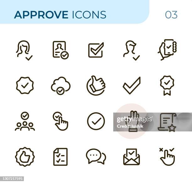 approve - pixel perfect unicolor line icons - americas role in promoting democracy and human rights stock illustrations