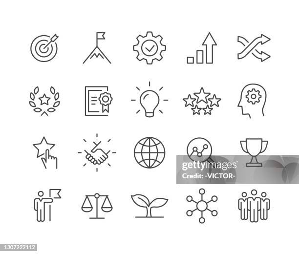 ilustrações de stock, clip art, desenhos animados e ícones de core values icons set - classic line series - sólido