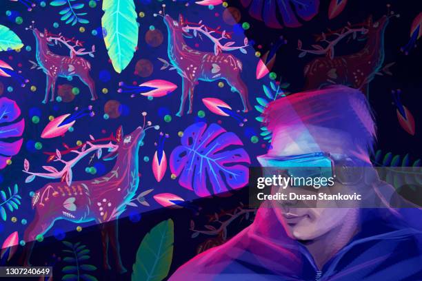 projection of virtual glasses - projection face stock illustrations