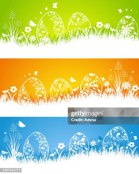 easter eggs - easter grass stock illustrations