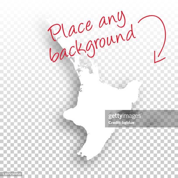 stockillustraties, clipart, cartoons en iconen met de kaart van het noordereiland voor ontwerp - lege achtergrond - noordereiland-nieuw-zeeland