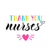 Thank you nurses. Lettering. Ink illustration. t-shirt design.