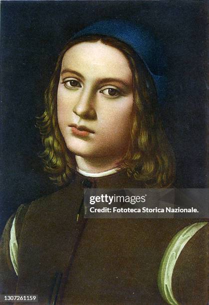 Portrait of a young man, identified by some as the young Raffaello Sanzio by others as Alessandro Braccesi or Bracci, painted by Perugino ....