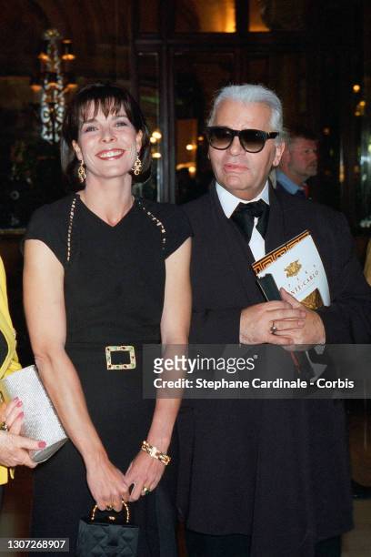 Princess Caroline of Monaco and Karl Lagerfeld attend the Karl Lagerfeld Gala on April, 1995 in Monaco, Monaco.