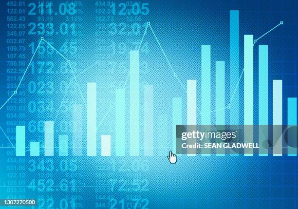 bar graph statistics on screen - bar graph stock pictures, royalty-free photos & images