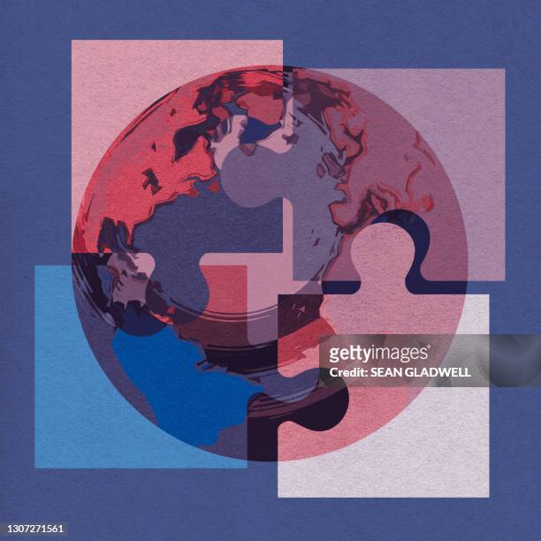 world puzzle - climate change illustration stock pictures, royalty-free photos & images