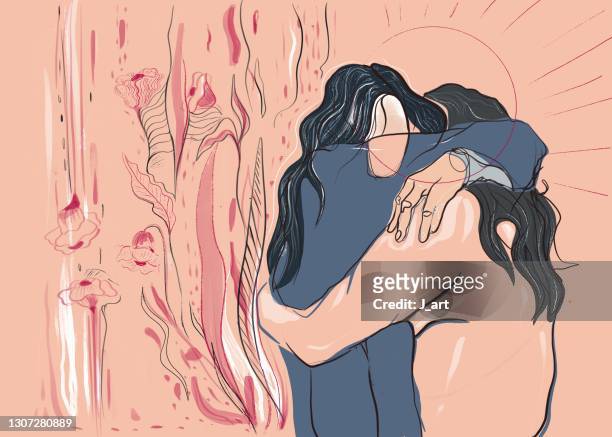 friends hugging. - art illustration ストックフォトと画像