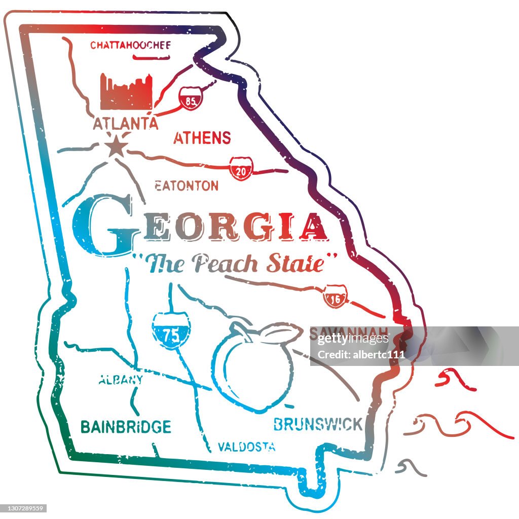State of Georgia Vintage travel Stamp