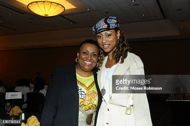 Vicki Palmer and DeeDee Abdur-Rahim attend The Steve & Marjorie Harvey Foundation’s 2nd annual Girls Who Rule The World Mentoring Weekend - Day 1 at...