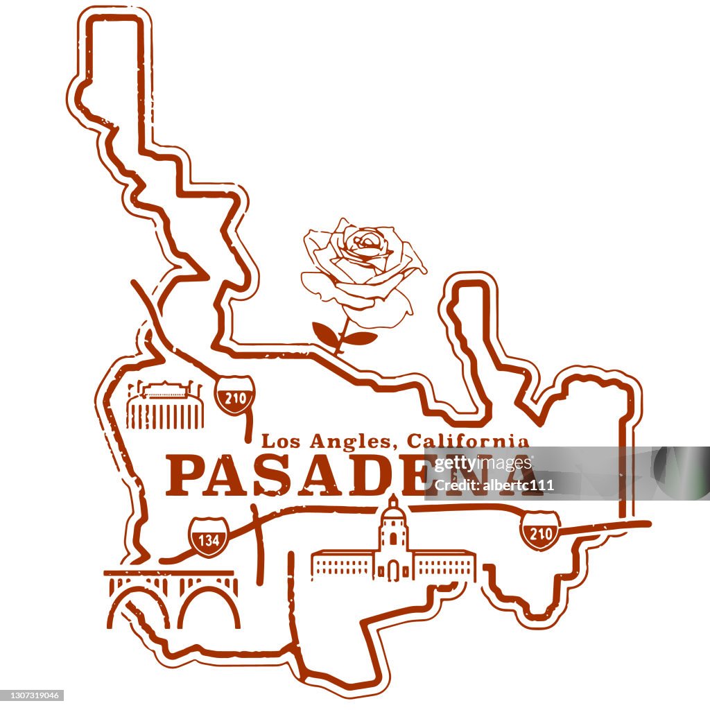 Pasadena California Vintage Travel Stamp Graphic