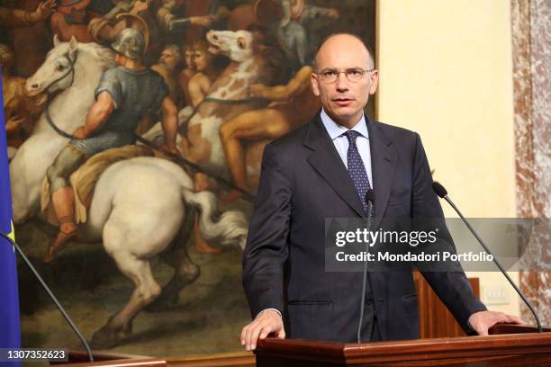 The Prime Minister Enrico Letta on the occasion of the meeting with the Secretary General of NATO Anders Fogh Rasmussen at Palazzo Chigi. Rome , July...