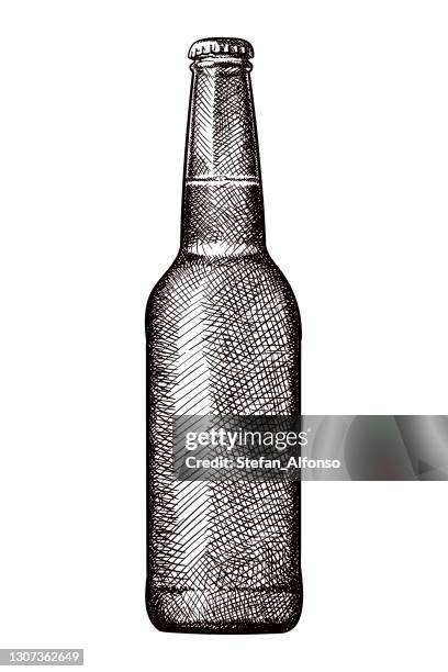 vector drawing of a beer bottle - lager vector stock illustrations