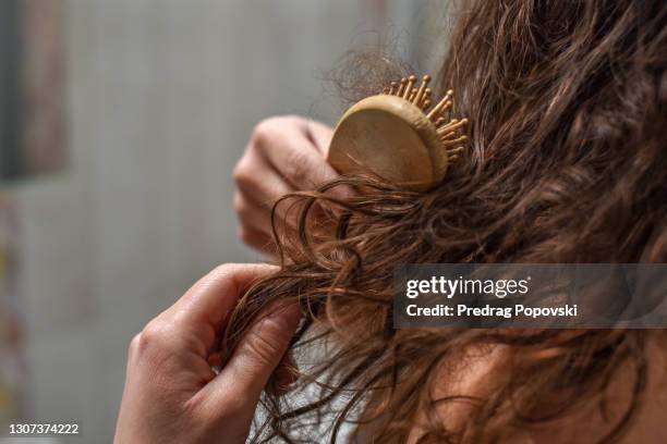 hair loss concept - messy hair stock-fotos und bilder