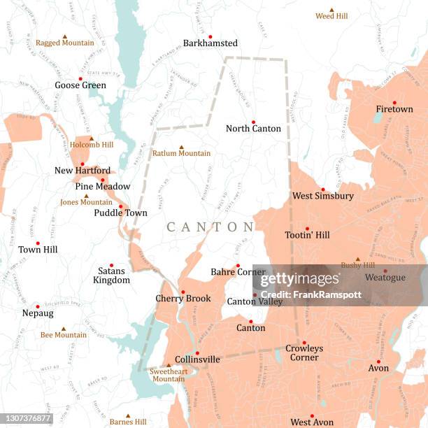 ct hartford canton vector road map - barkhamsted stock illustrations