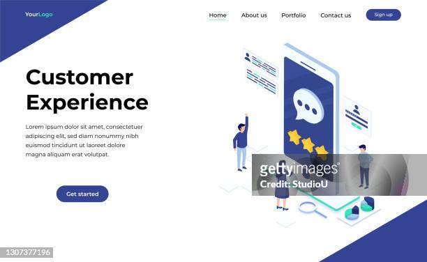 customer experience isometric design - customer journey stock illustrations
