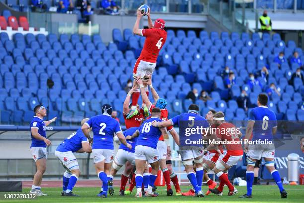 The players during the Italy-Wales match of the Six Nations tournament at the stadio Olimpico. Rome , 13 March, 2021