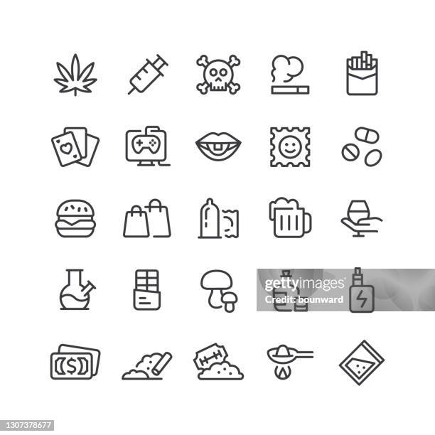 suchtlinie icons editierbarer strich - hemp stock-grafiken, -clipart, -cartoons und -symbole