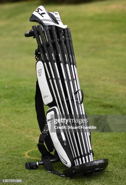 The unusual golf bag of Ondrej Lieser of Czech Reublic during practice prior to the start of the Magical Kenya Open at Karen Country Club on March...