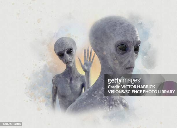 aliens, illustration - alien photos et images de collection