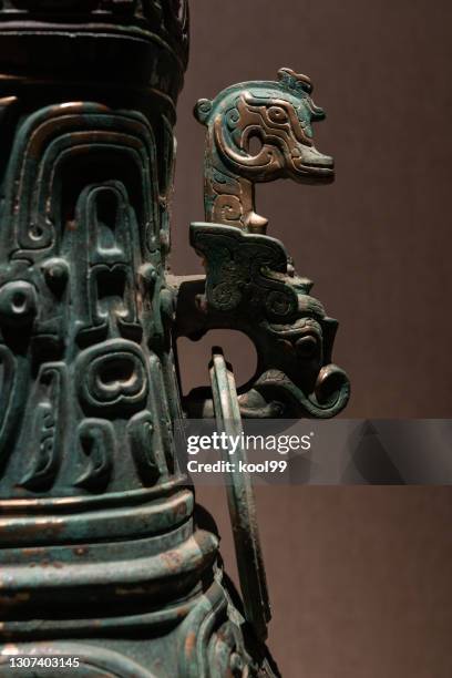 ancient china bronze close-up - antiquities stock pictures, royalty-free photos & images